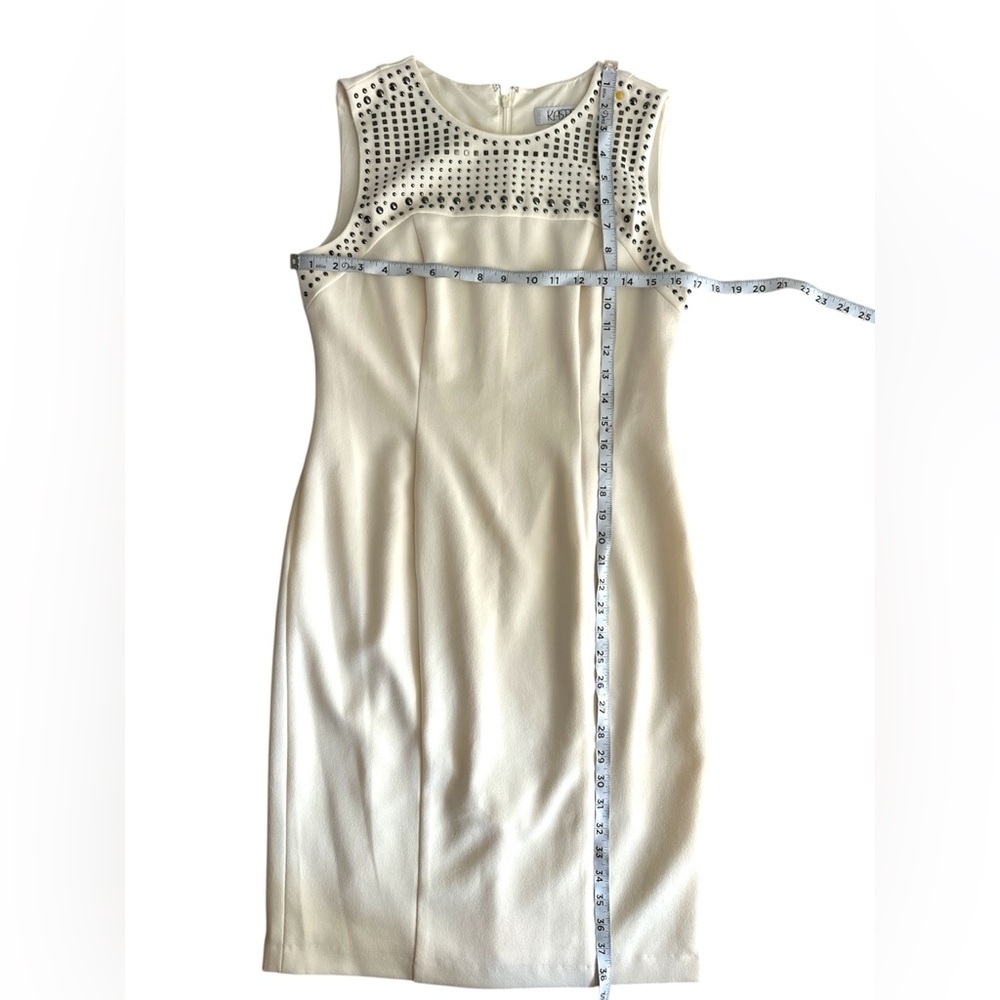 Kasper Woman Sleeveless Sheath Seamed Embellished Dress Cream Size 4 - Picture 11 of 11